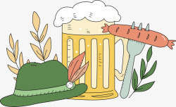 啤酒节派对卡通德国啤酒烤肠矢量图高清图片
