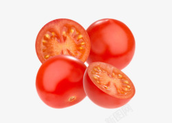 实物新鲜红色切开樱桃番茄素材