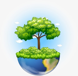 蓝色地球绿植素材