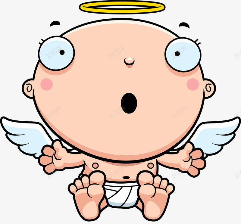 满脸惊讶的小婴儿png免抠素材_88icon https://88icon.com 光环 卡通手绘 天使翅膀 婴儿 惊讶 惊讶的小孩 纸尿裤