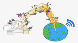 地球资源被挖掘稀缺卡通装饰素材