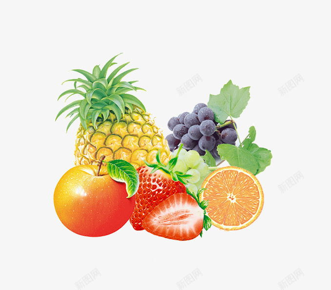 菠萝草莓橙子苹果葡萄png免抠素材_88icon https://88icon.com 果实 橙子 水果 苹果 草莓 菠萝 葡萄 食物