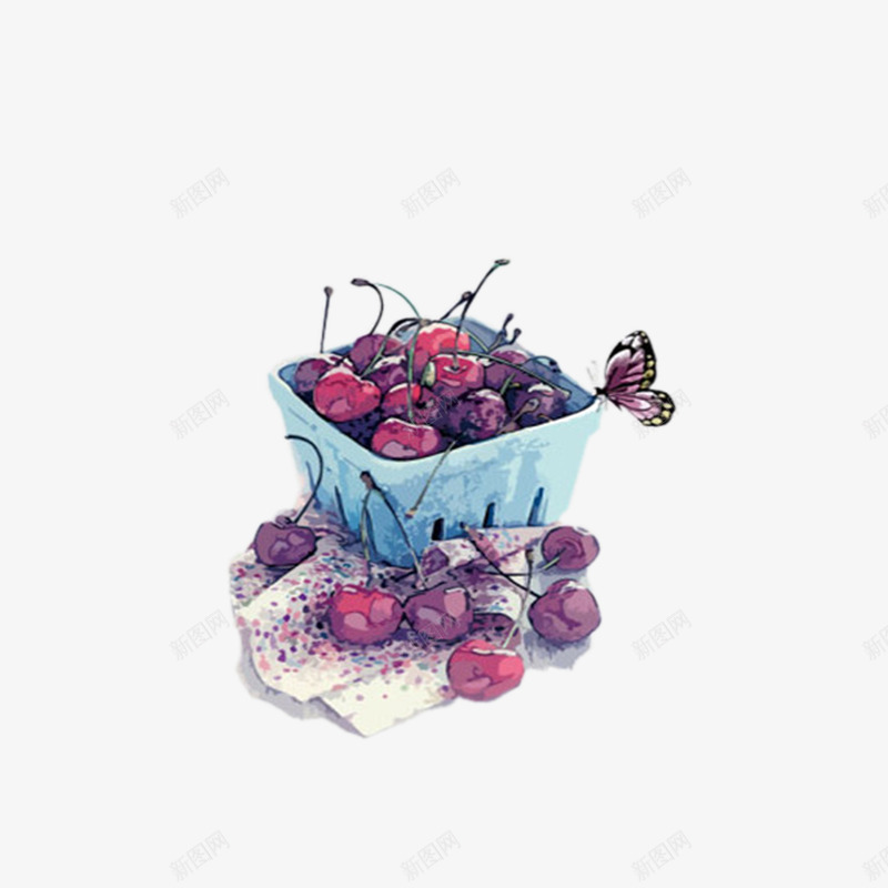 彩绘盒子里的樱桃png免抠素材_88icon https://88icon.com 彩色 水果 盒子 美味 蝴蝶 野餐 餐巾