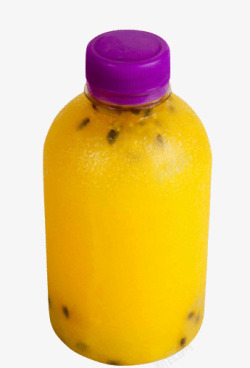 紫色瓶盖塑料瓶装黄金百香果果汁素材