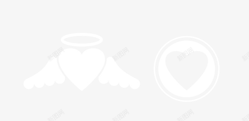 白色长着翅膀的桃心两组png免抠素材_88icon https://88icon.com 桃心两组 白色翅膀的桃心 矢量翅膀的桃心 长着翅膀