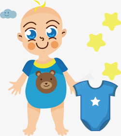 卡通可爱婴儿用品衣服矢量图素材