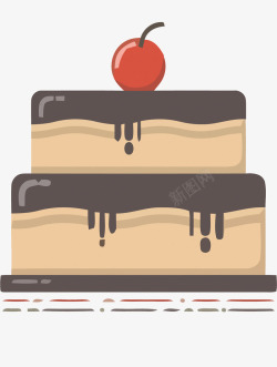 双层樱桃巧克力蛋糕矢量图素材