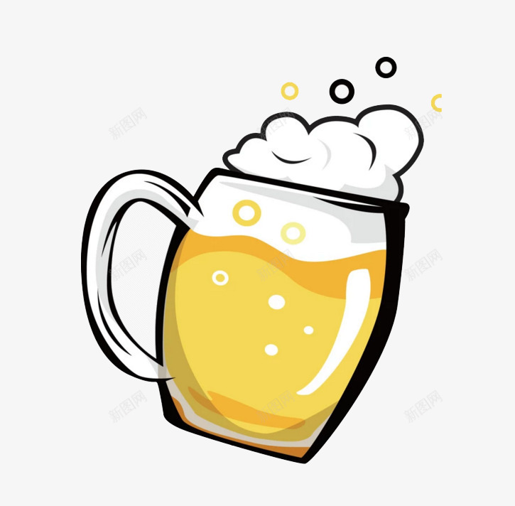 卡通线条夏日一杯冰啤酒png免抠素材_88icon https://88icon.com 一杯 冰啤酒 卡通 夏日 线条