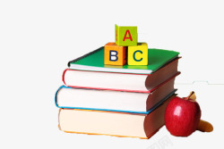 实物ABC木块书本苹果素材