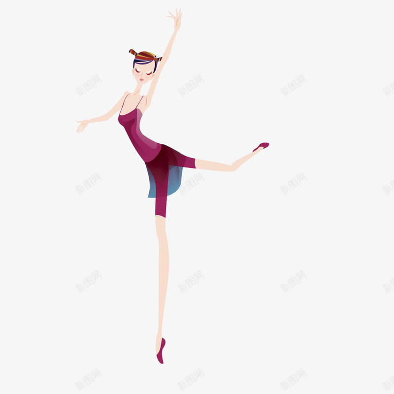 卡通优美的舞姿矢量图ai免抠素材_88icon https://88icon.com 世界舞蹈日 优美的舞姿 优雅 女性人物 舞蹈 表演 矢量图