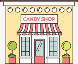 糖果商店手绘黄色糖果屋高清图片