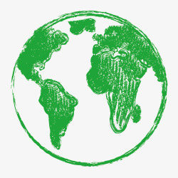 绿色蜡笔画地球矢量图素材