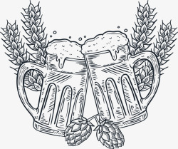 啤酒节快乐卡通手绘啤酒干杯矢量图高清图片