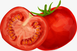 红色西红柿油画素材