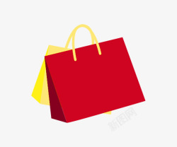 卡通手惠红色的购物袋素材