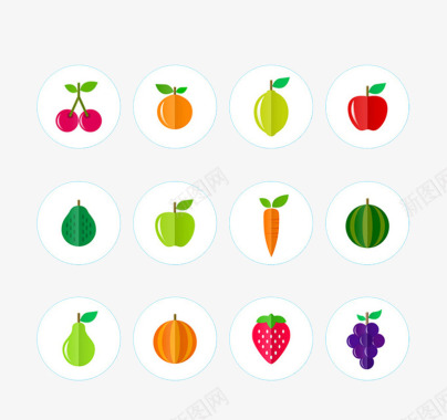 色彩柔和蔬菜水果图标图标