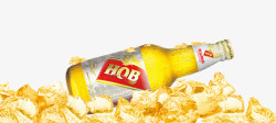 黄色金色啤酒冰块素材