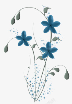 手绘蓝色植物创意花朵素材