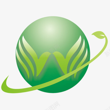球体地球仪绿色简约园林logo图标图标