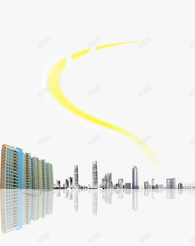地产元素城市楼盘png免抠素材_88icon https://88icon.com 商业元素 地产元素城市楼盘 建筑 房子 黄色曲线