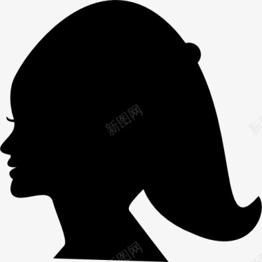 女性头部轮廓的短头发图标图标