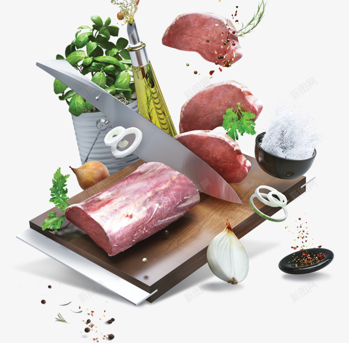 厨房新鲜的牛肉蔬菜刀具png免抠素材_88icon https://88icon.com 刀具 厨房 新鲜 牛肉 蔬菜