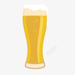 黄色质感啤酒玻璃杯子素材