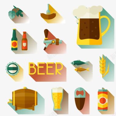 13款啤酒元素图标图标