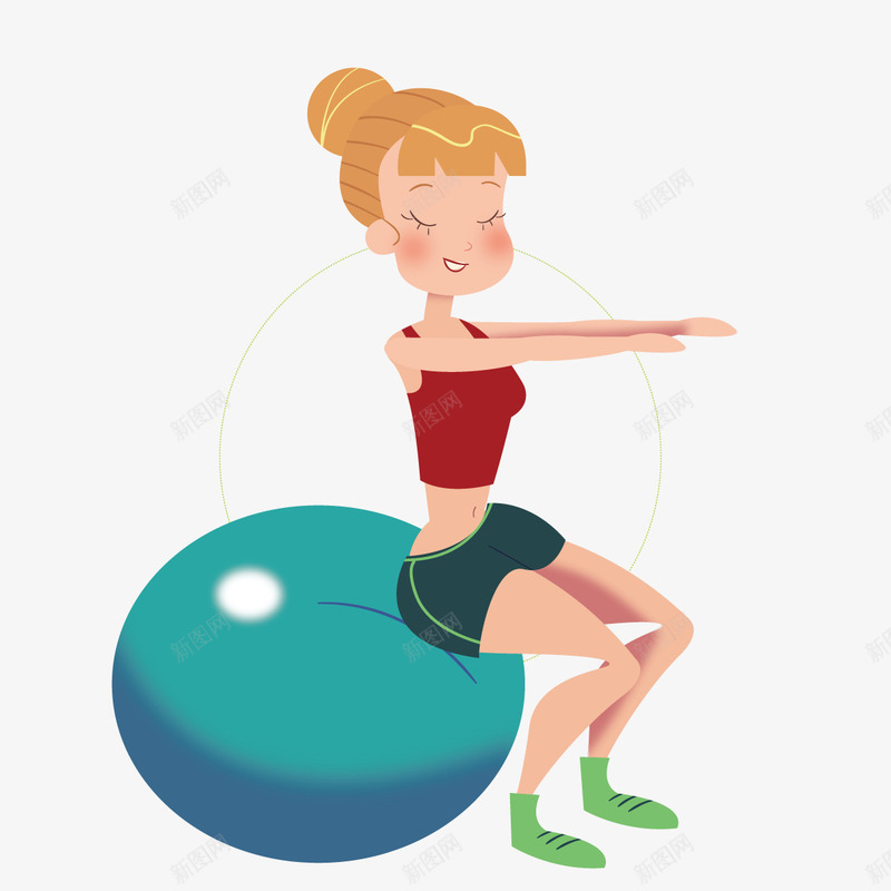 瑜伽球矢量图ai免抠素材_88icon https://88icon.com 减肥 卡通 女性 锻炼 矢量图