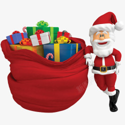 可爱的圣诞老人与礼包素材