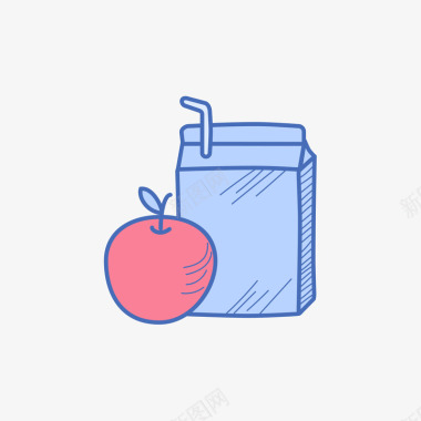 苹果7彩色手绘食物苹果元素图标图标