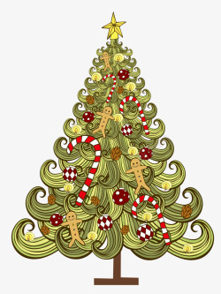 绿色创意拐杖圣诞树素材