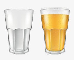 一杯空杯子和一杯啤酒素材