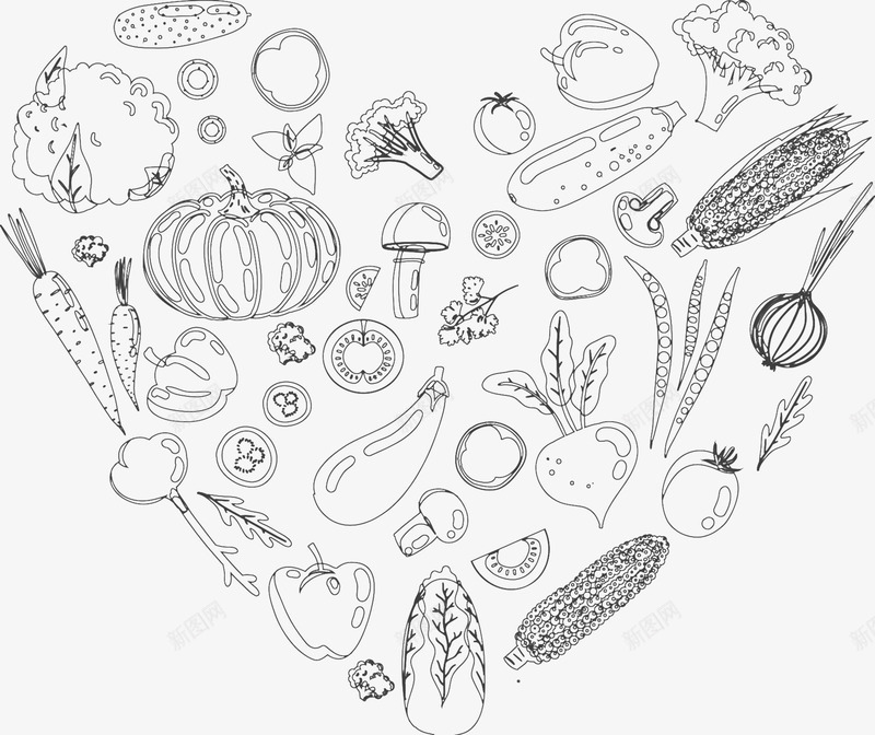 心形手绘卡通版可爱蔬菜图案png免抠素材_88icon https://88icon.com 卡通 手绘 蔬菜