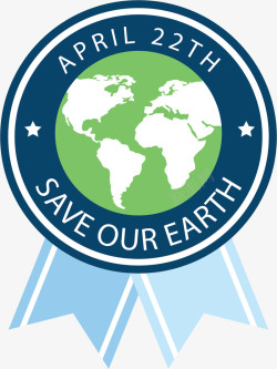 绿色地球地球日徽章矢量图素材
