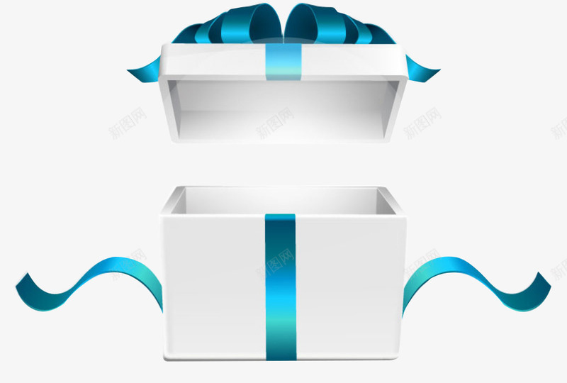 打开的礼品盒png免抠素材_88icon https://88icon.com 丝带 打开 礼品盒 蓝色