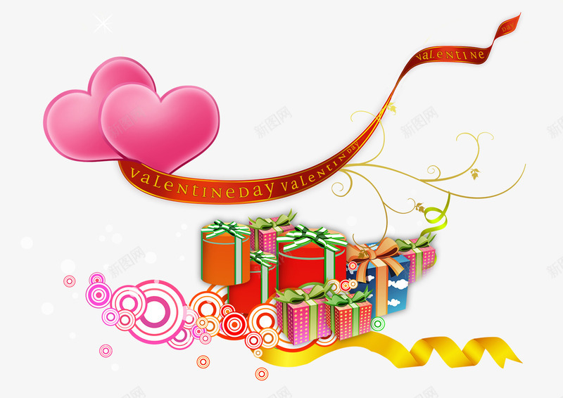 礼盒背景png免抠素材_88icon https://88icon.com png图片 免费png 免费png素材 彩带 情人节 爱心 礼品 礼盒