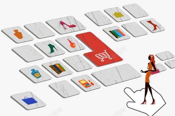 键盘女性购物智能图标图标