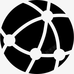 网格球体带连接网格的地球图标高清图片
