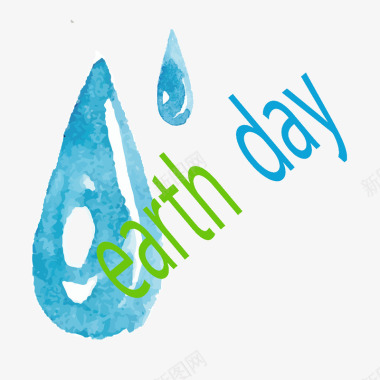 植物彩绘世界地球日节约用水标签图标图标