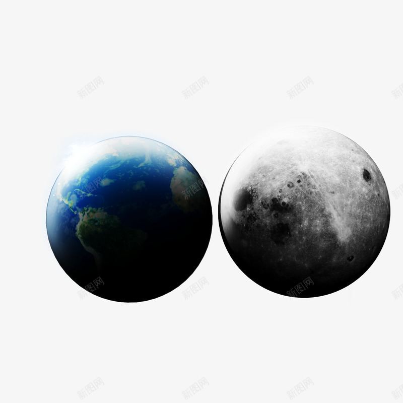 地球月亮png免抠素材_88icon https://88icon.com 星球 月球 灰色月球 蓝色地球