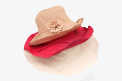 纯色度假层叠的女士沙滩帽实物素材