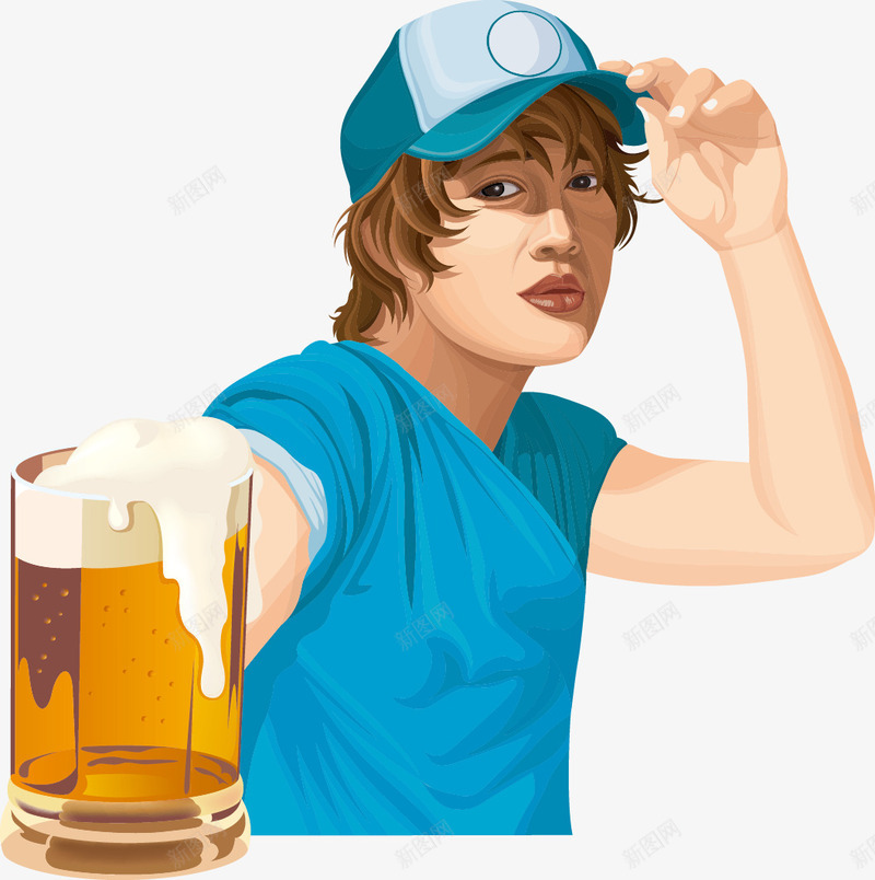 喝啤酒的男人矢量图ai免抠素材_88icon https://88icon.com 啤酒 酒吧 酒精 矢量图