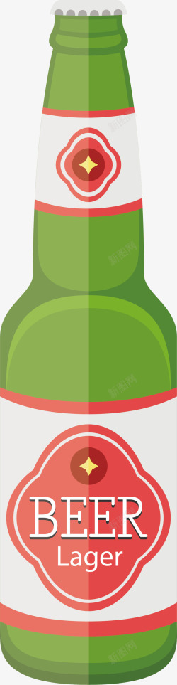 手绘玻璃啤酒瓶元素矢量图素材