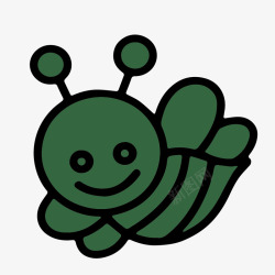 卡通绿色小蜜蜂矢量图素材
