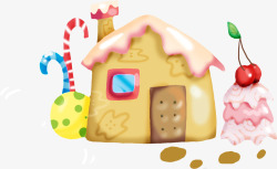 小房子拐杖红樱桃素材