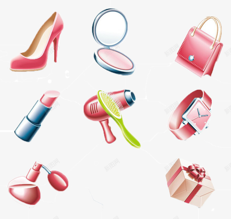 卡通逼真女性用品png免抠素材_88icon https://88icon.com 化妆品 卡通 口红 女性用品
