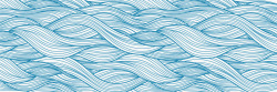 蓝色线条曲线波浪边元素素材