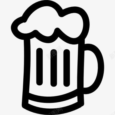 雪花啤酒啤酒罐啤酒罐手工绘制的轮廓图标图标