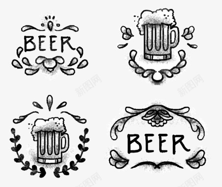 手绘啤酒beer图标矢量图图标